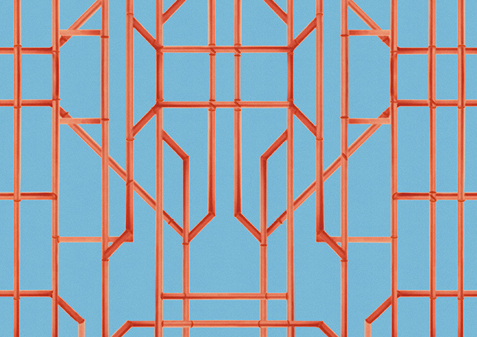 Bamboo Candy, Red Blue - Roman Blind - Image 7